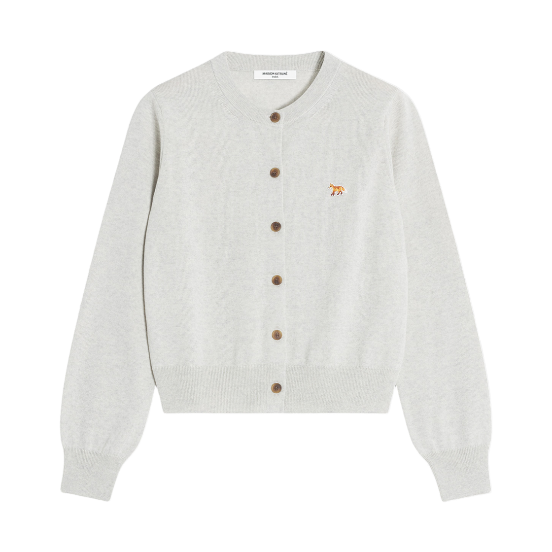 PW00502KT1181 H120 25F [15% 쿠폰] (W) Maison Kitsune Baby Fox Merino Regular Cardigan Light Grey Melange