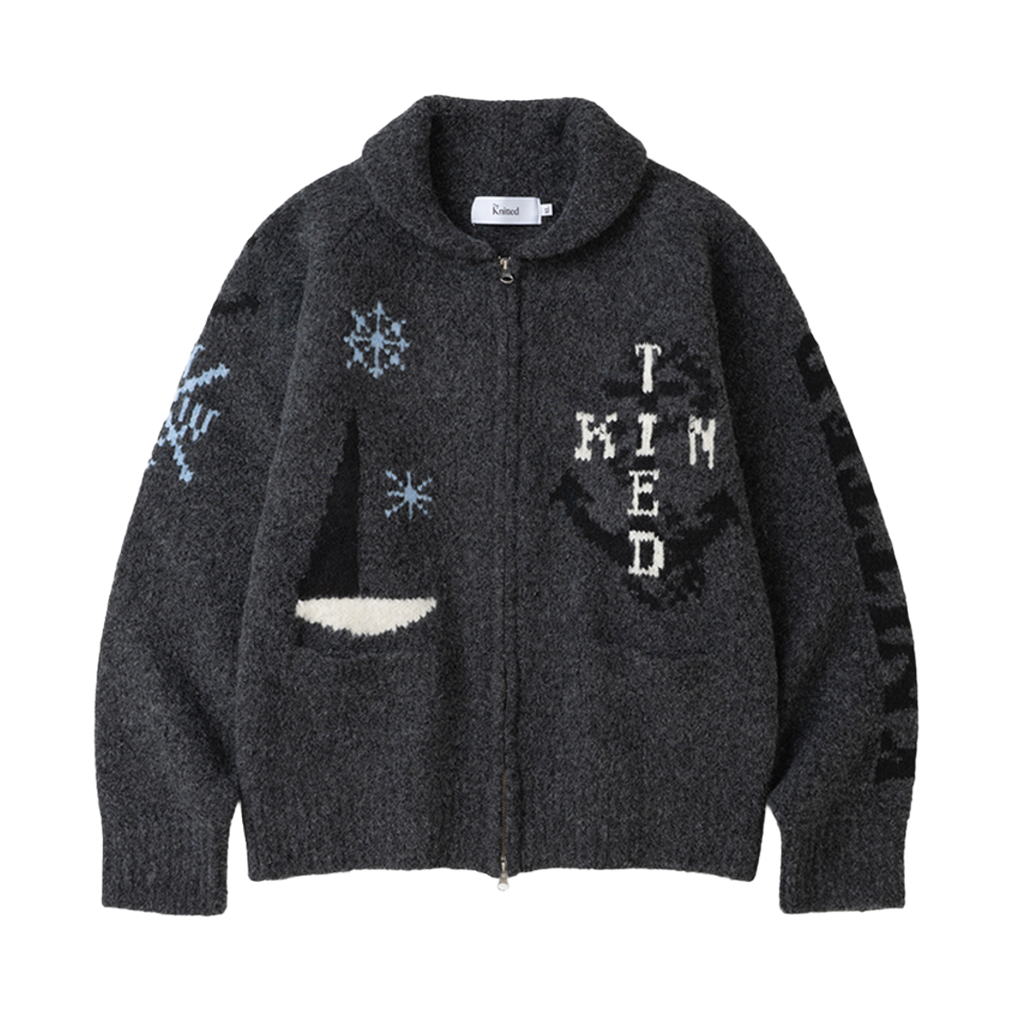 니티드 파이러츠 코위찬 울 집업 차콜(Knitted Pirates Cowichan Wool Zip-Up Charcoal)