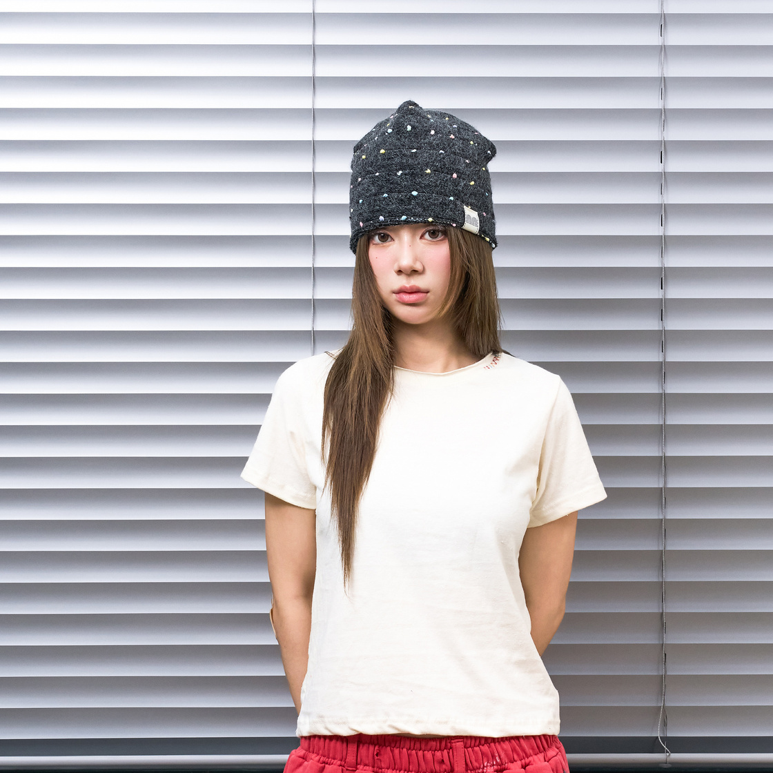 낫뉴 nn 라벨 도트 스트라이프 비니 차콜(Not New nn Label Dot Stripe Beanie Charcoal) - 2