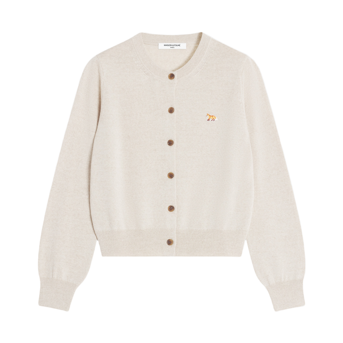 PW00502KT1181 H218 25F [15% 쿠폰] (W) Maison Kitsune Baby Fox Merino Regular Cardigan Light Beige Melange