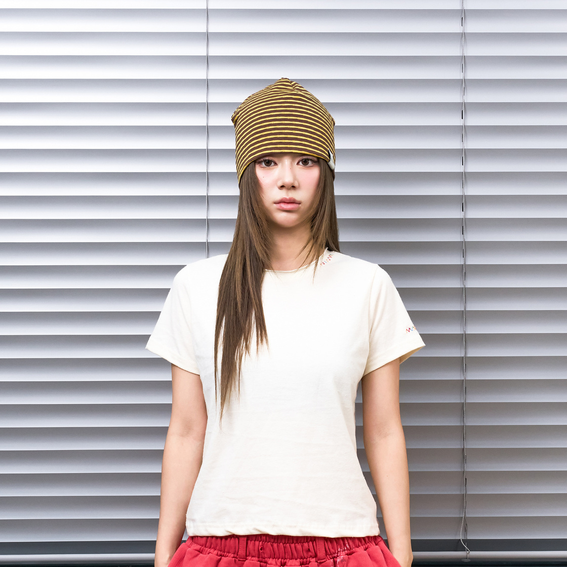 낫뉴 nn 라벨 허니 스트라이프 비니 브라운(Not New nn Label Honey Stripe Beanie Brown) - 2