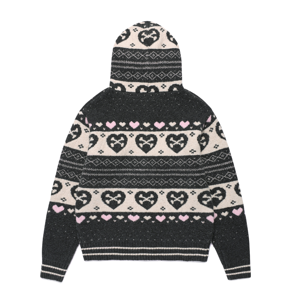 카비시 스컬 하트 노르딕 니트 가디건 차콜(CAVISH Skull Heart Nordic Knit Cardigan Charcoal) - 2