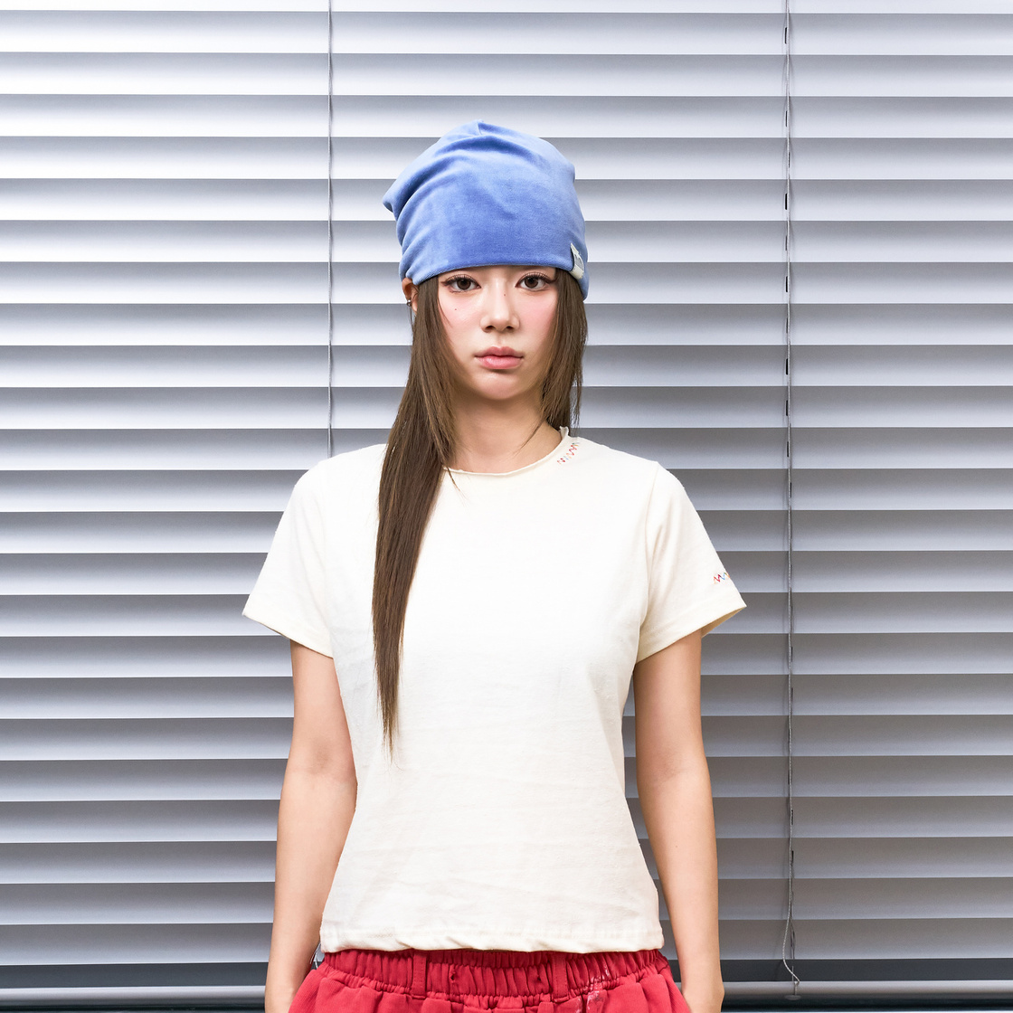 낫뉴 nn 라벨 벨루어 비니 블루(Not New nn Label Velour Beanie Blue) - 2
