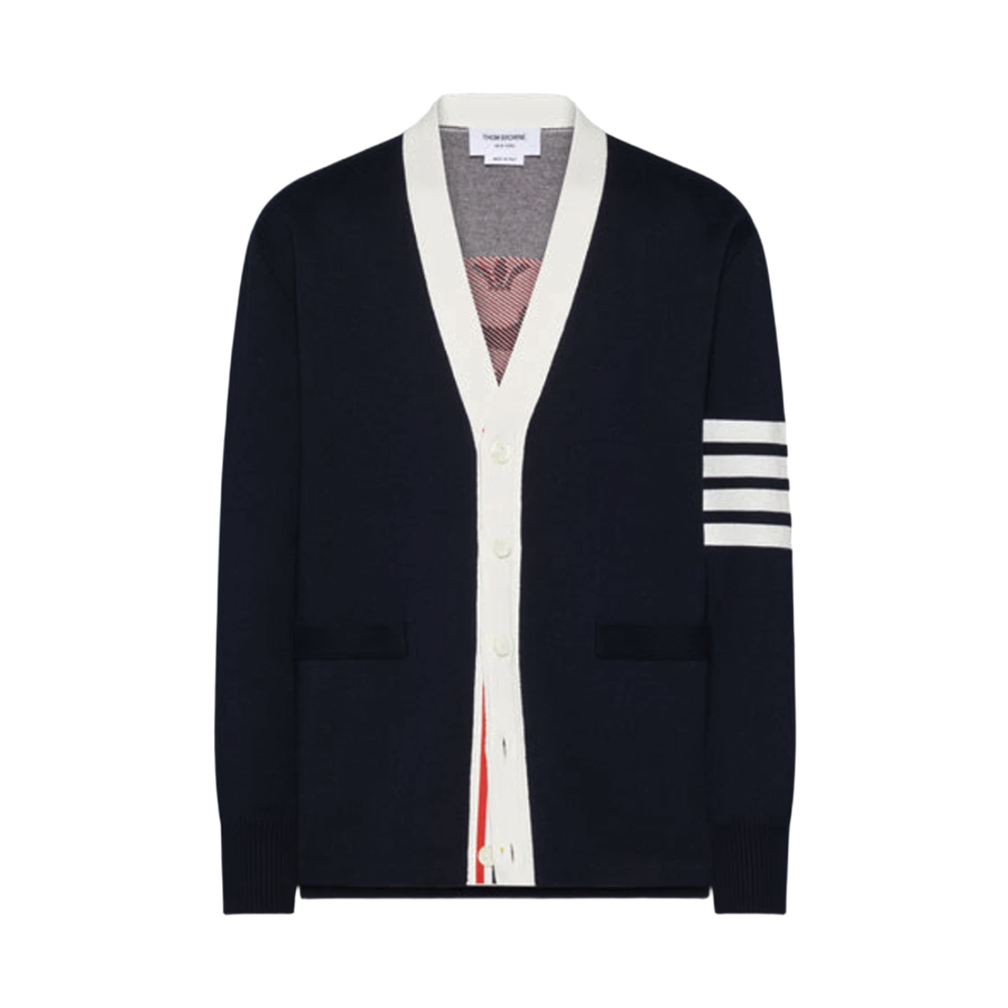 MKC634A Y3043 415 26S [15% 쿠폰] Thom Browne Crest Intarsia Jacquard 4-Bar Rugby Fit Cardigan Navy