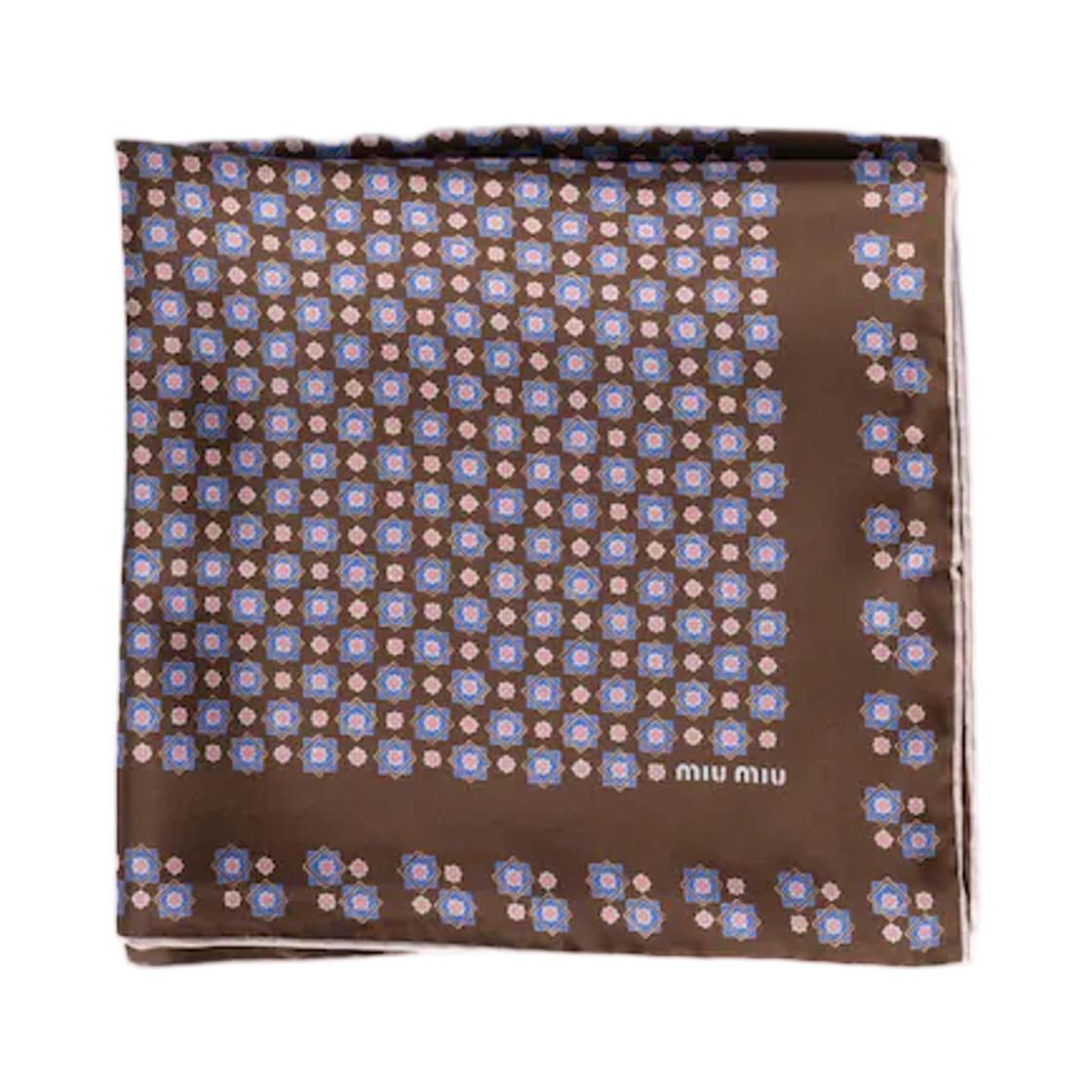 5FF004-2G9L-F04NH Miu Miu Printed Twill Scarf Cocoa Pervinca