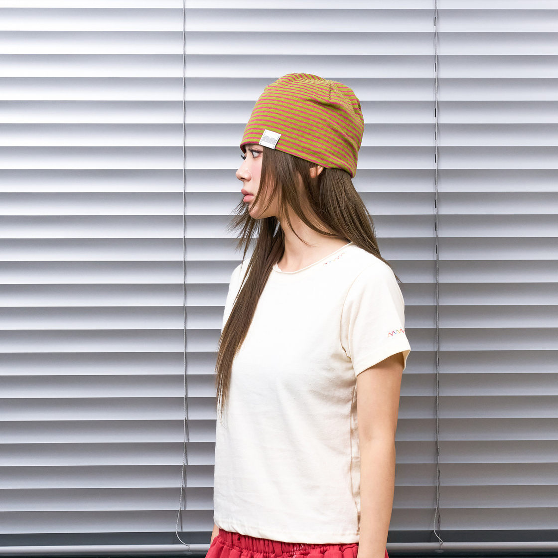 낫뉴 nn 라벨 허니 스트라이프 비니 그린(Not New nn Label Honey Stripe Beanie Green) - 3