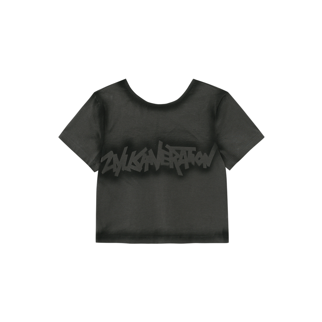 Z26R-WTS21-CH Znuz Reverze Spray Logo Crop Top - Charcoal