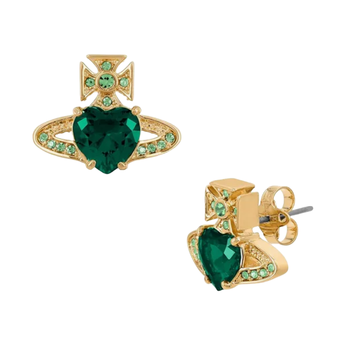 6201031T-02RA18 (W) Vivienne Westwood Ariella Bass Relief Earrings Gold Green