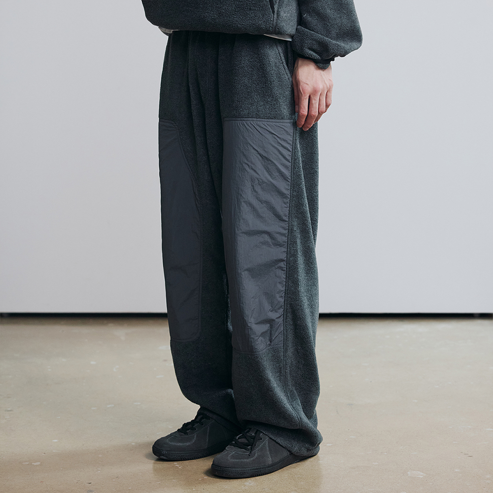니티드 플리스 나일론 더블니 팬츠 차콜(Knitted Fleece Nylon Double Knee Pants Charcoal) - 2