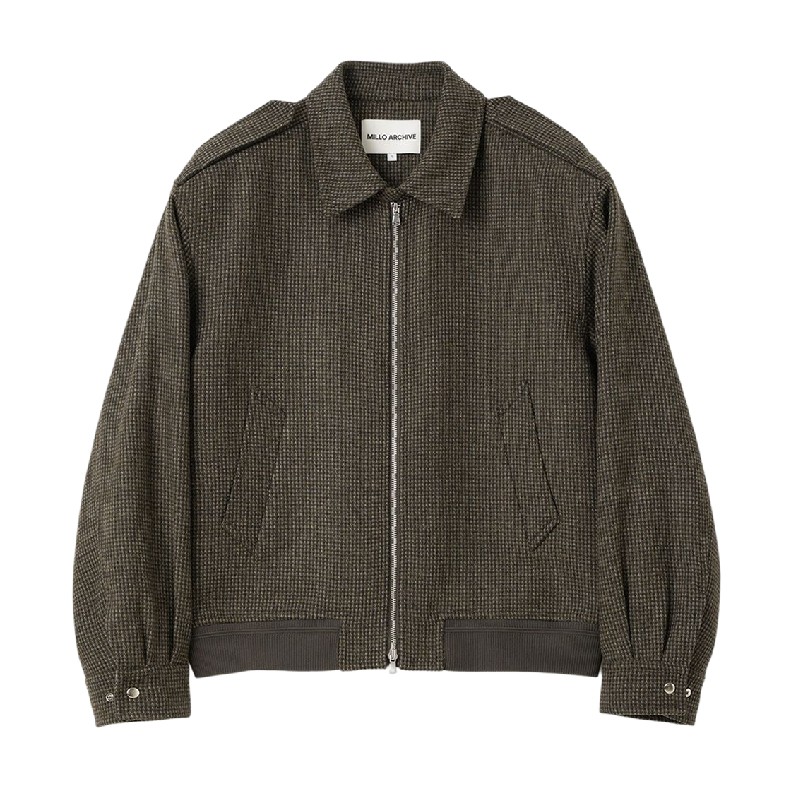 밀로 아카이브 베이크 울 블렌드 블루종 브라운 체크(milloarchive Bake Wool Blend Bluson Brown Check) - 1