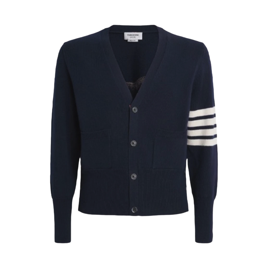 MKC624A Y1029 415 26S [15% 쿠폰] Thom Browne Lunar New Year Horse Intarsia V-Neck Wool Cardigan Navy