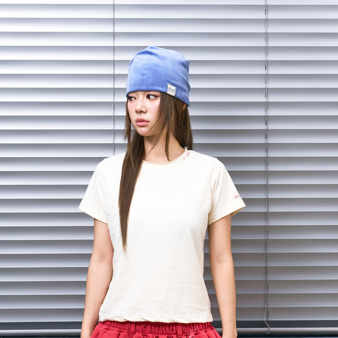 낫뉴 nn 라벨 벨루어 비니 블루(Not New nn Label Velour Beanie Blue) - 3