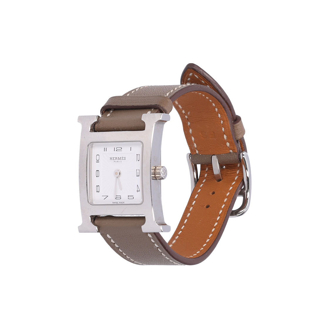 IT8Q26IF9ABM Hermes Mini H Hour PM Swift Steel & Etoupe