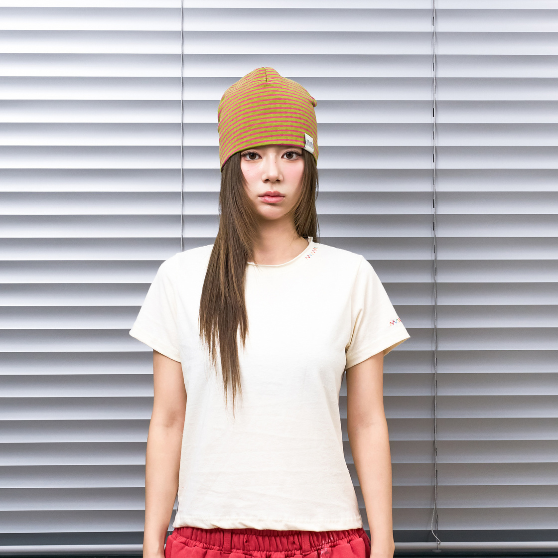 낫뉴 nn 라벨 허니 스트라이프 비니 그린(Not New nn Label Honey Stripe Beanie Green) - 2