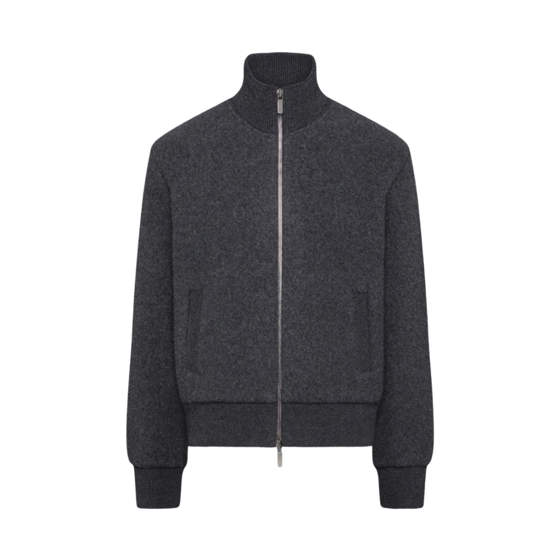MJT526A J0100 015 25F [15% 쿠폰] Thom Browne Wool Fleece Funnel Neck Zip Up Jacket Charcoal