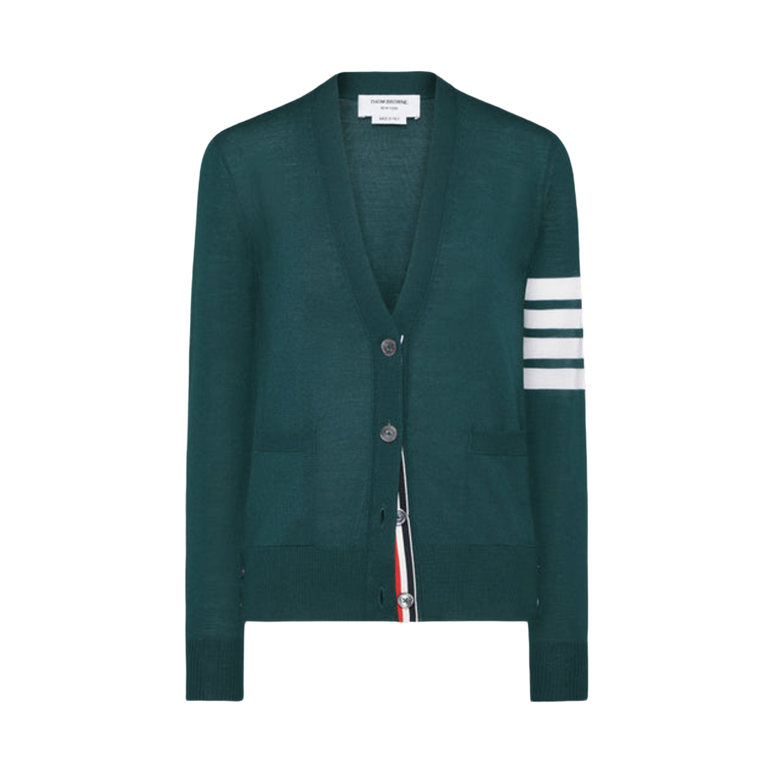 FKC334A Y1014 310 26S [15% 쿠폰] (W) Thom Browne Fine Merino Wool 4-Bar Relaxed Fit Cardigan Green