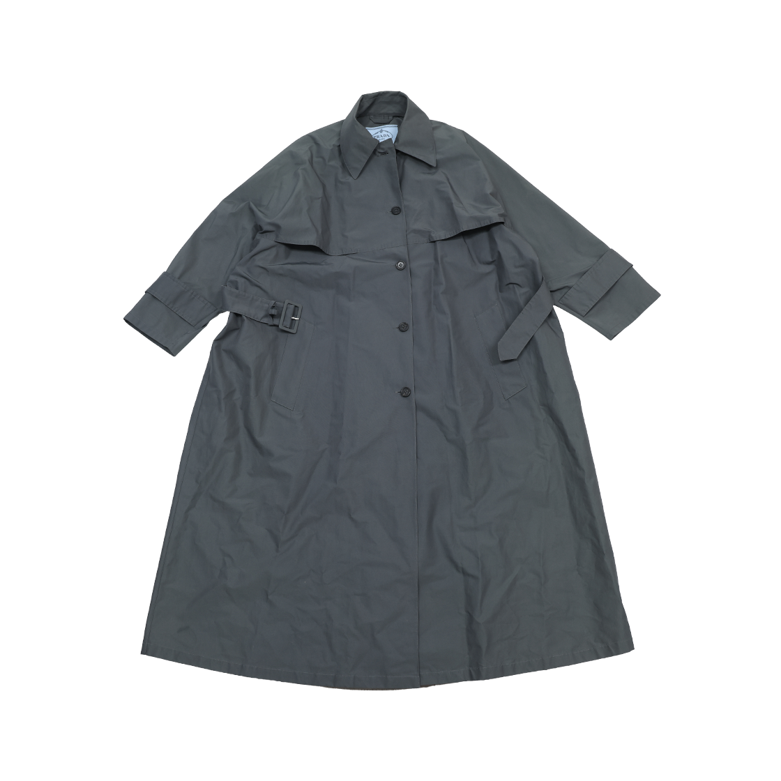 ITU5US6EEBVO Prada Cotton Trench Coat Gray