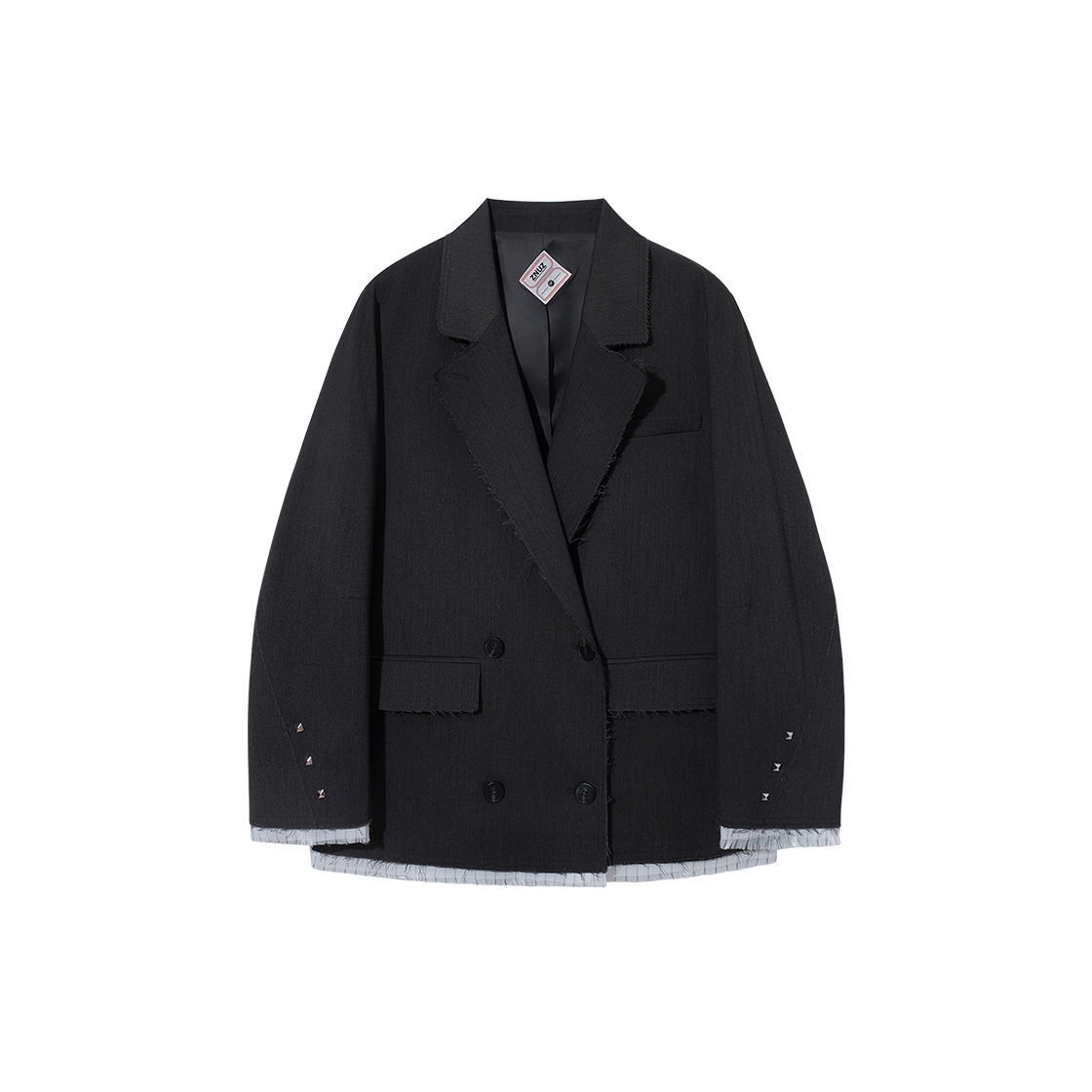 Z26F-WJK01-CH Znuz Swiftz Stud Low-Cut Tailored Jacket - Charcoal