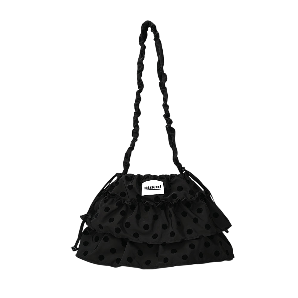 C265UBSD12DK0FR MACNI Cancan Frill Shoulder Cross Bag Dot Black