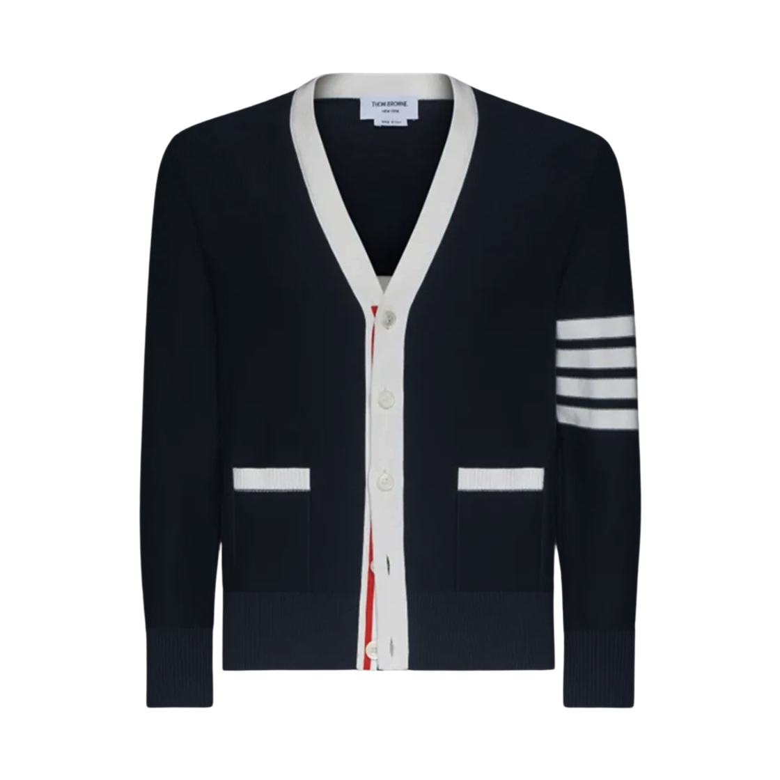 MKC582A Y3006 415 25S [15% 쿠폰] Thom Browne Cotton 4-Bar Relaxed Fit Hector V-Neck Cardigan Blue