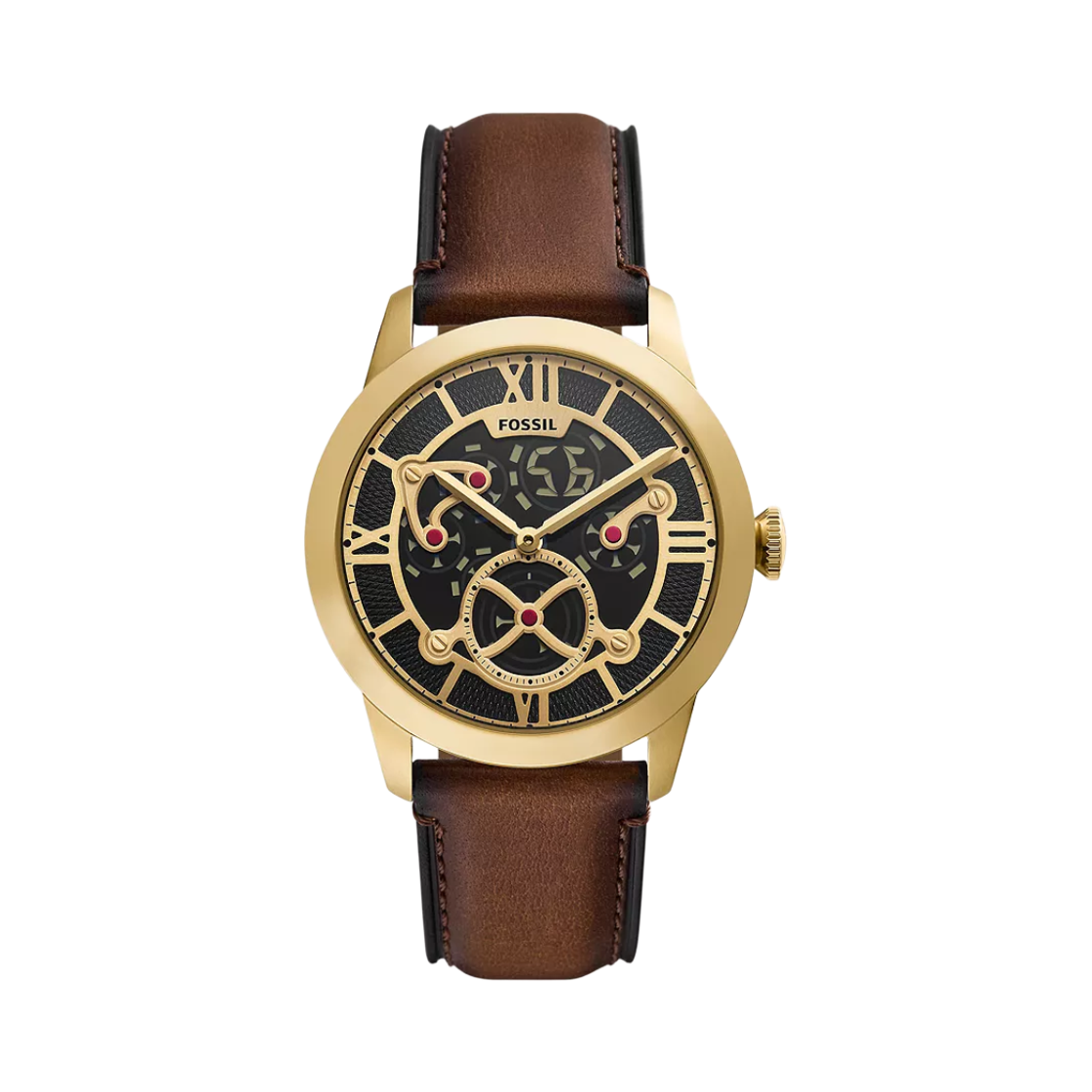 파슬 타운스맨 빅 틱 쿼츠 42mm 레더 골드 브라운(Fossil Townsman Big Tic Quartz 42mm Leather Gold Brown)