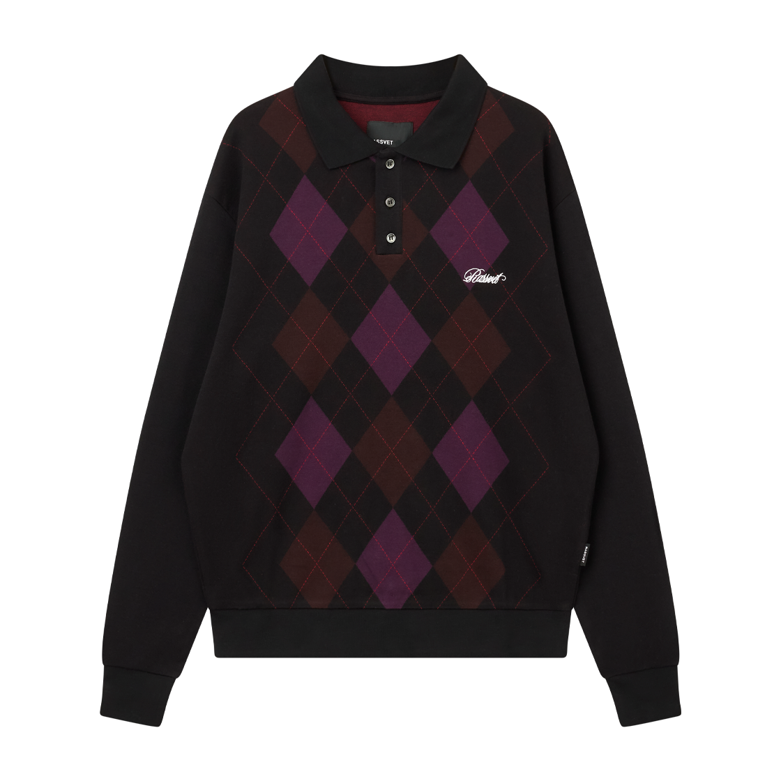 라스벳 아가일 롱슬리브 폴로 니트 블랙 - 26FW(Rassvet Argyle L/S Polo Knit Black - 26FW)