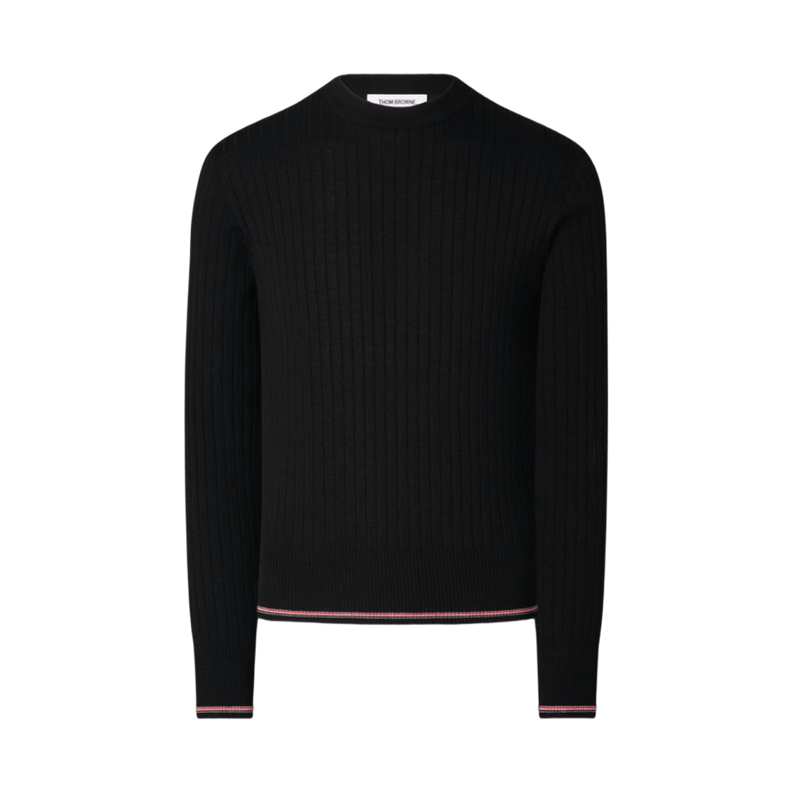 MKA585A Y1055 001 26F [15% 쿠폰] Thom Browne Merino Wool RWB Ribbed Stitch Pullover Black