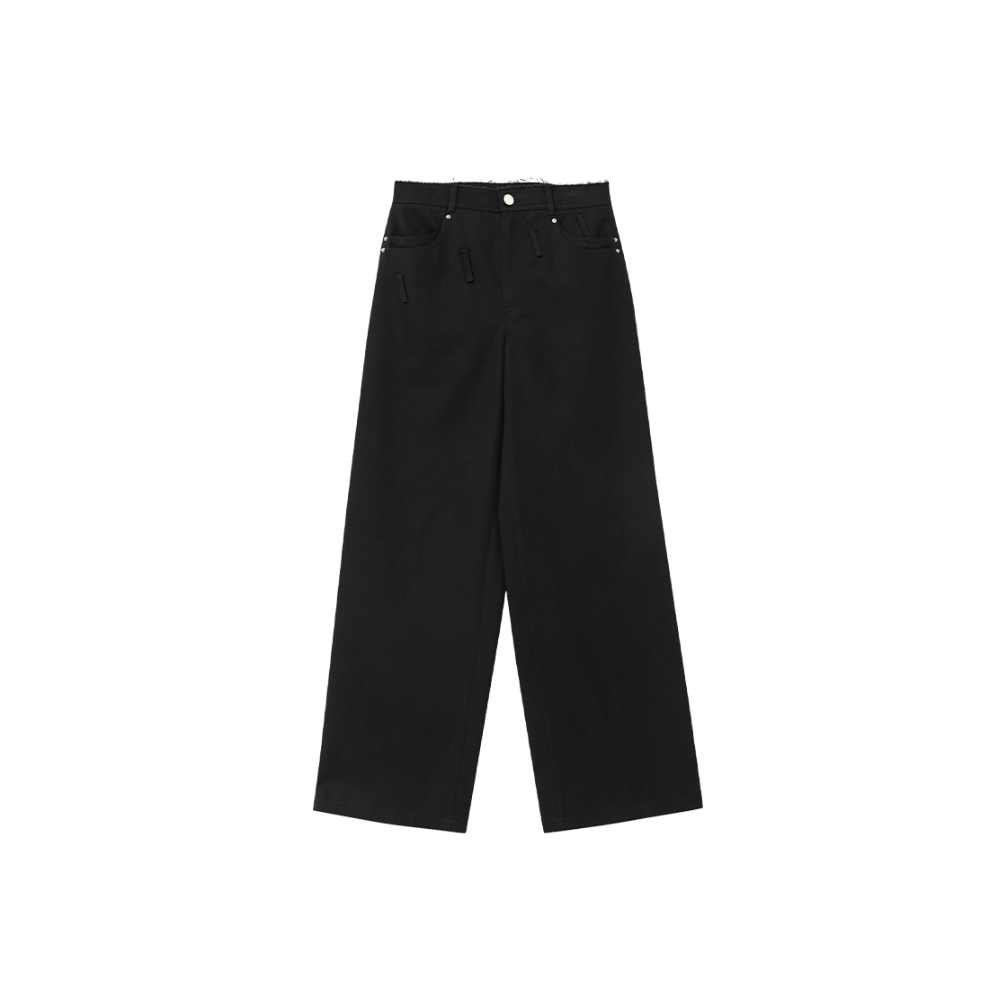 Z26R-WPT13-BK Znuz Z Back Logo Buckle Straight Pants - Black