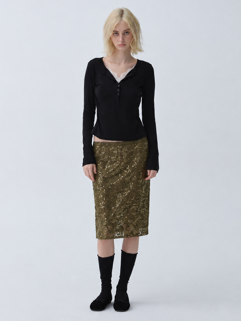 아크무어 글로우 자카드 스커트 골드 브라운(ARCMOOR Glow Jacquard Skirt Gold Brown) - 2