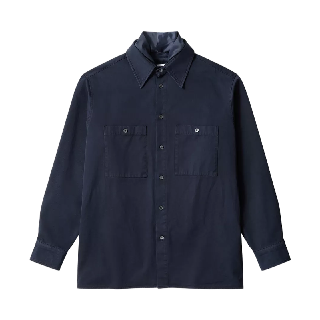 SH2DT0055M35435524 MM6 Maison Margiela Two Pocket Overdyed Shirt Navy Blue