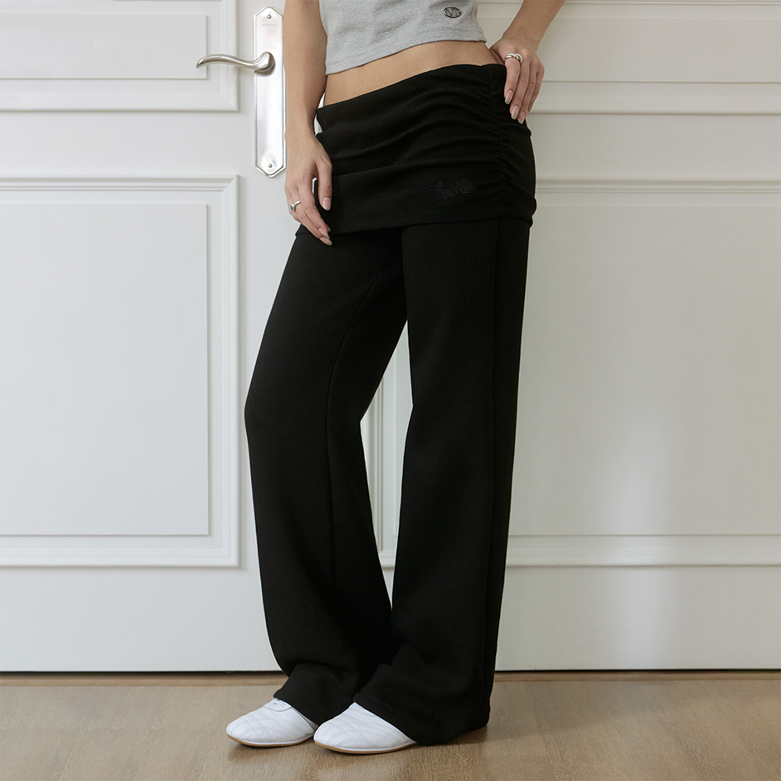 로제프란츠 셔링 웨이스트밴드 턴업 팬츠 [블랙](Rosefrantz Shirring Waistband Turn-Up Pants [Black]) - 4