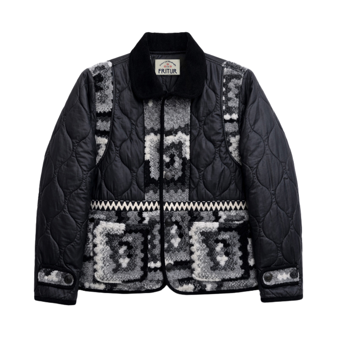 F263JK05 FRITUR Patchwork Quilted Jacket Grey