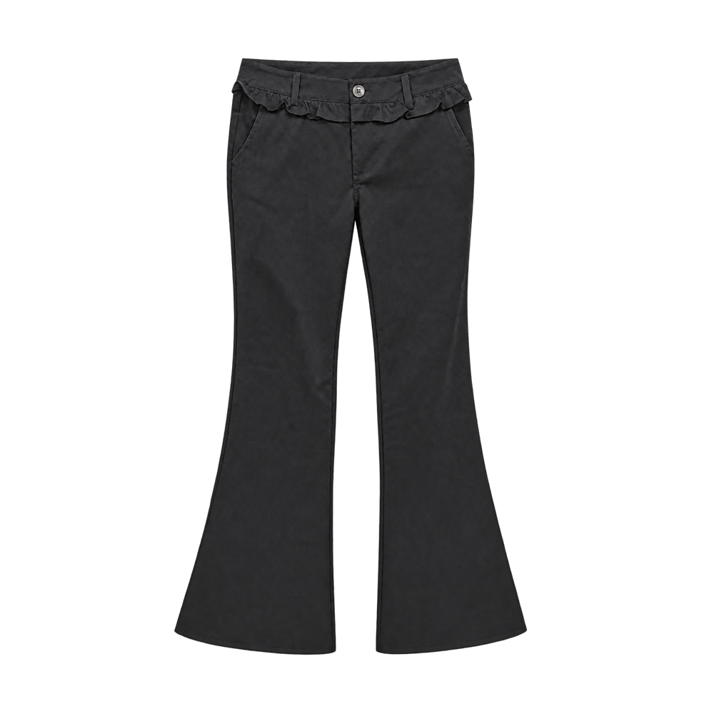 A26FW5008BK ARCMOOR Ruffle Hem Bootcut Black Jeans Black