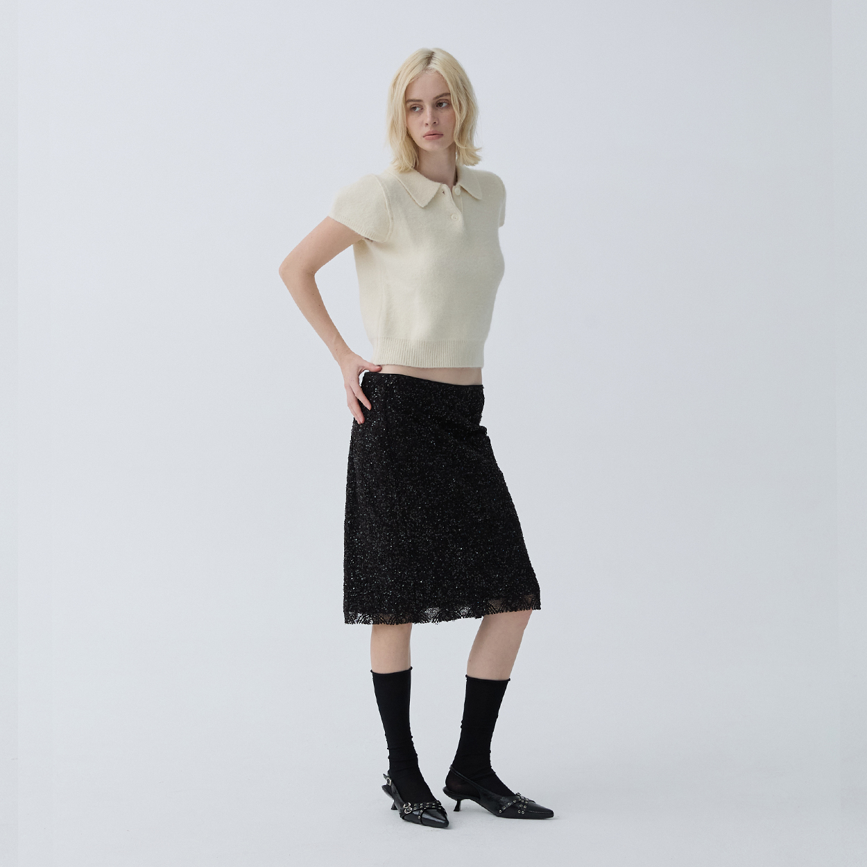아크무어 글로우 자카드 스커트 블랙(ARCMOOR Glow Jacquard Skirt Black) - 3