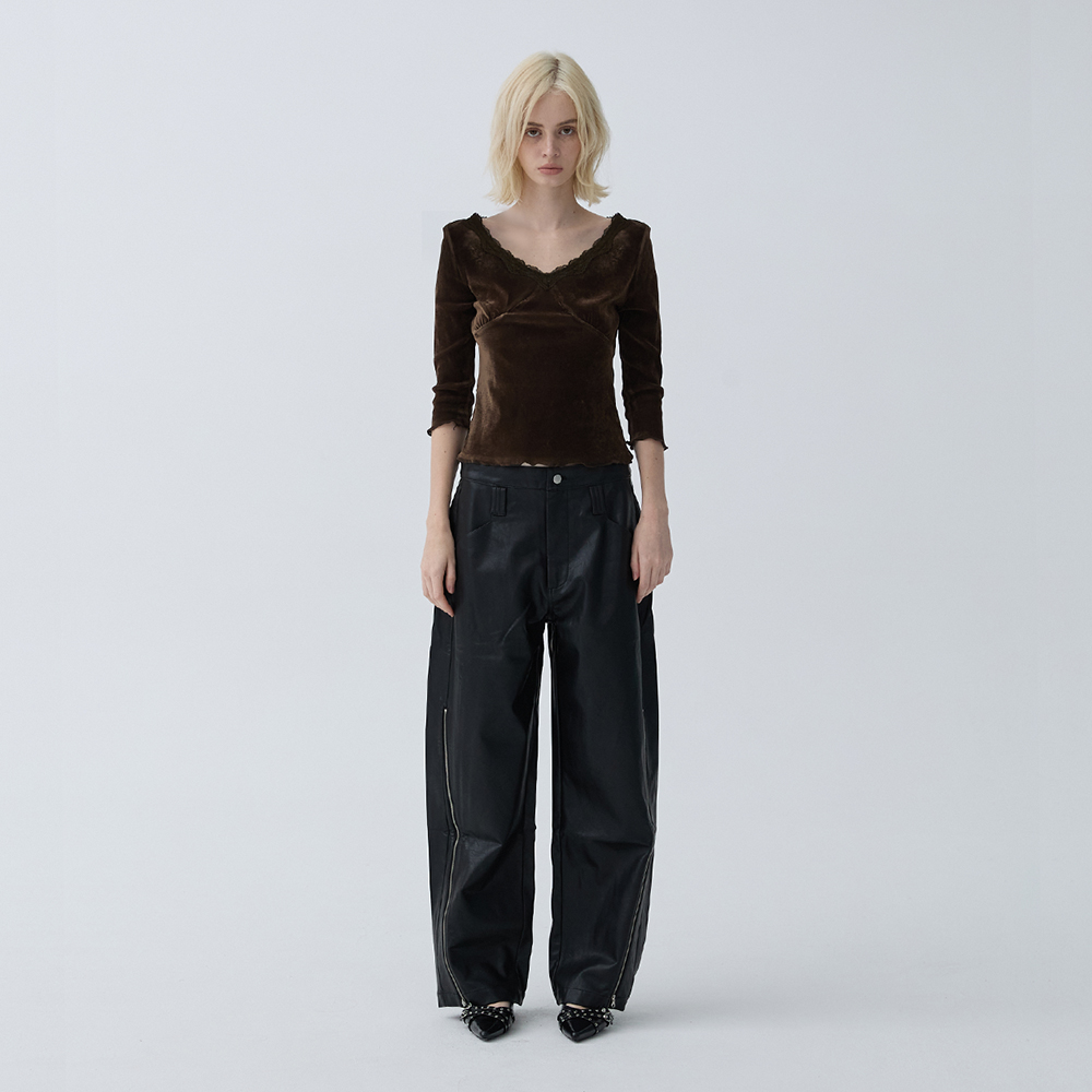 아크무어 글램 벨벳 7부 티셔츠 브라운(ARCMOOR Glam Velvet 3/4 Sleeve T-Shirt Brown) - 2