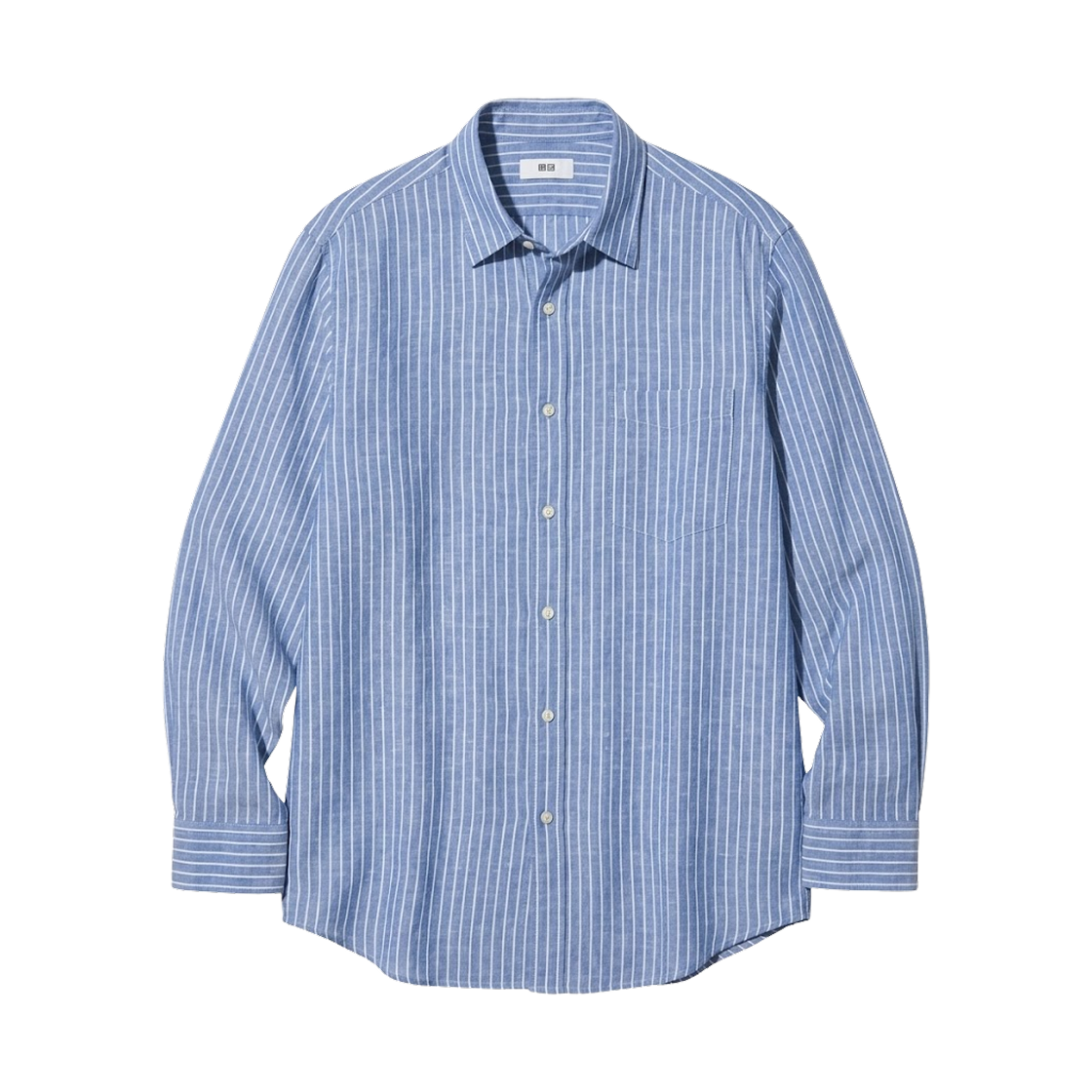 488880-64 Uniqlo Premium Linen Striped Shirt Blue