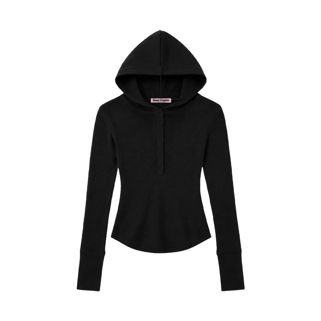 RS26WSW103BLK Rosefrantz Slim-Fit Henley Asymmetric Hem Hoodie [Black]