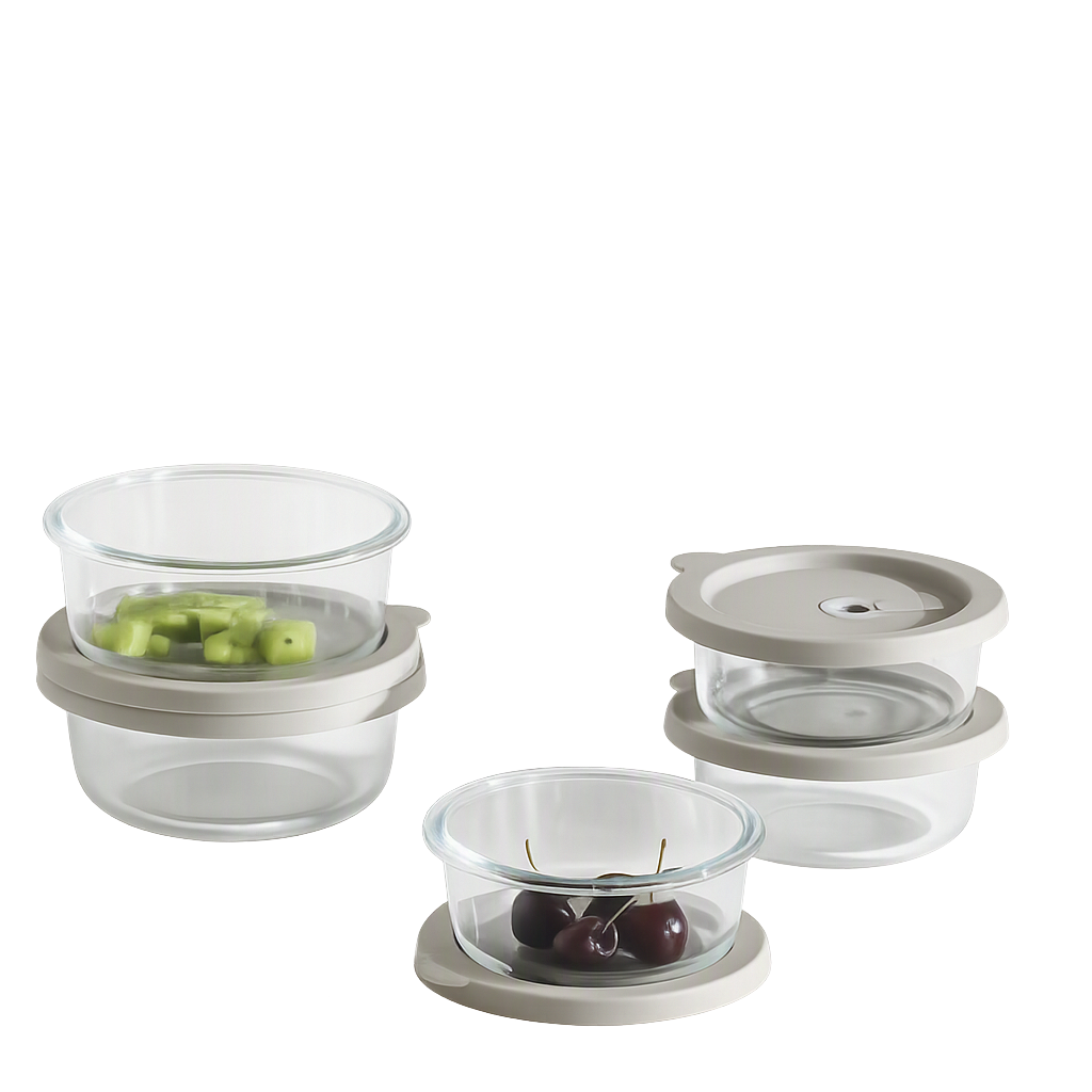COR162 Corelle Coordinates Silicone Glass Airtight Container Round Set of 5