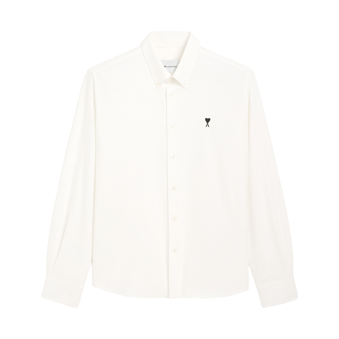 USH878-CO0031-168 AMI White Cotton Shirt with Ami De Coeur Natural White