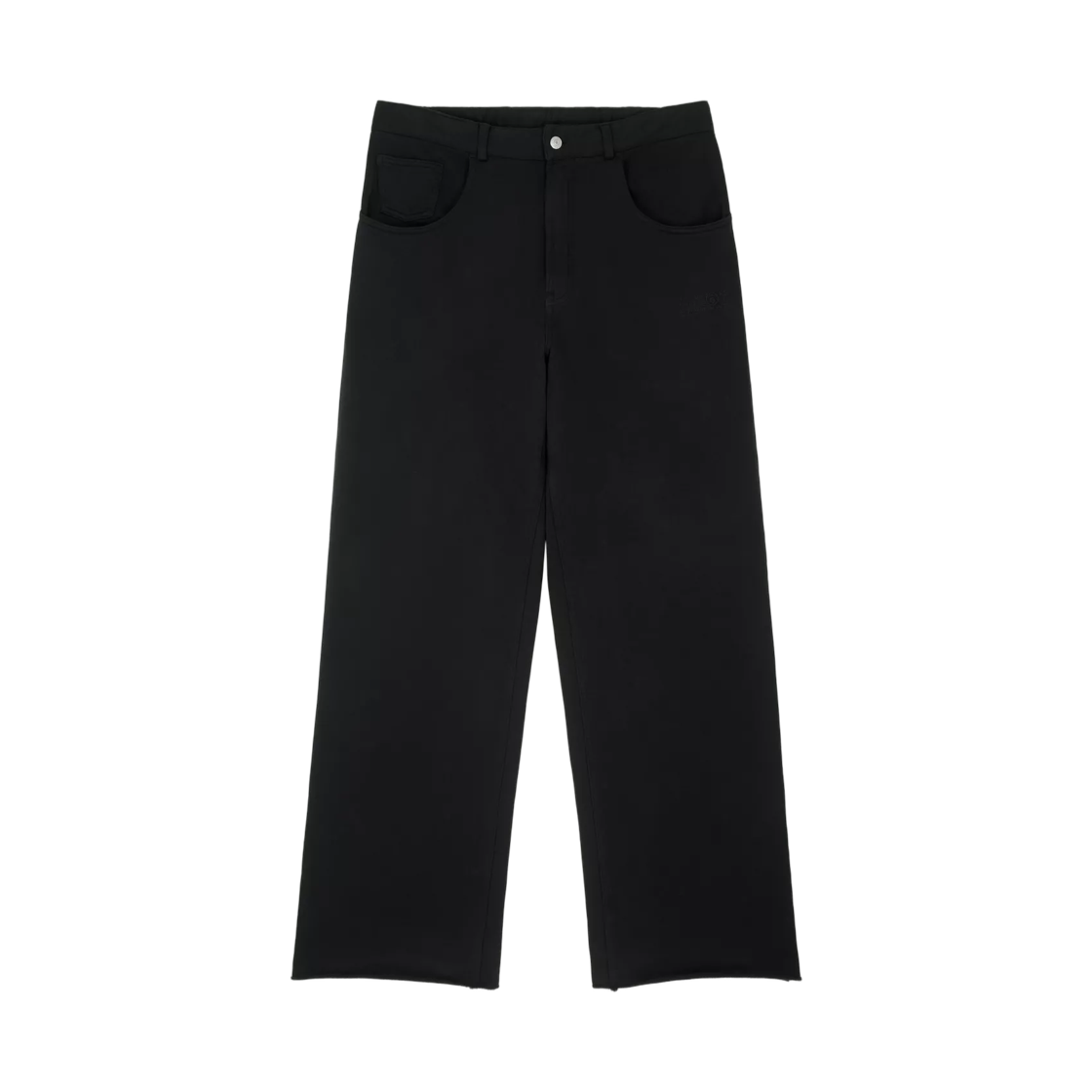 SH0KA0077M25025900 MM6 Maison Margiela Logo Embroidered Unbrushed Cotton Trousers Black