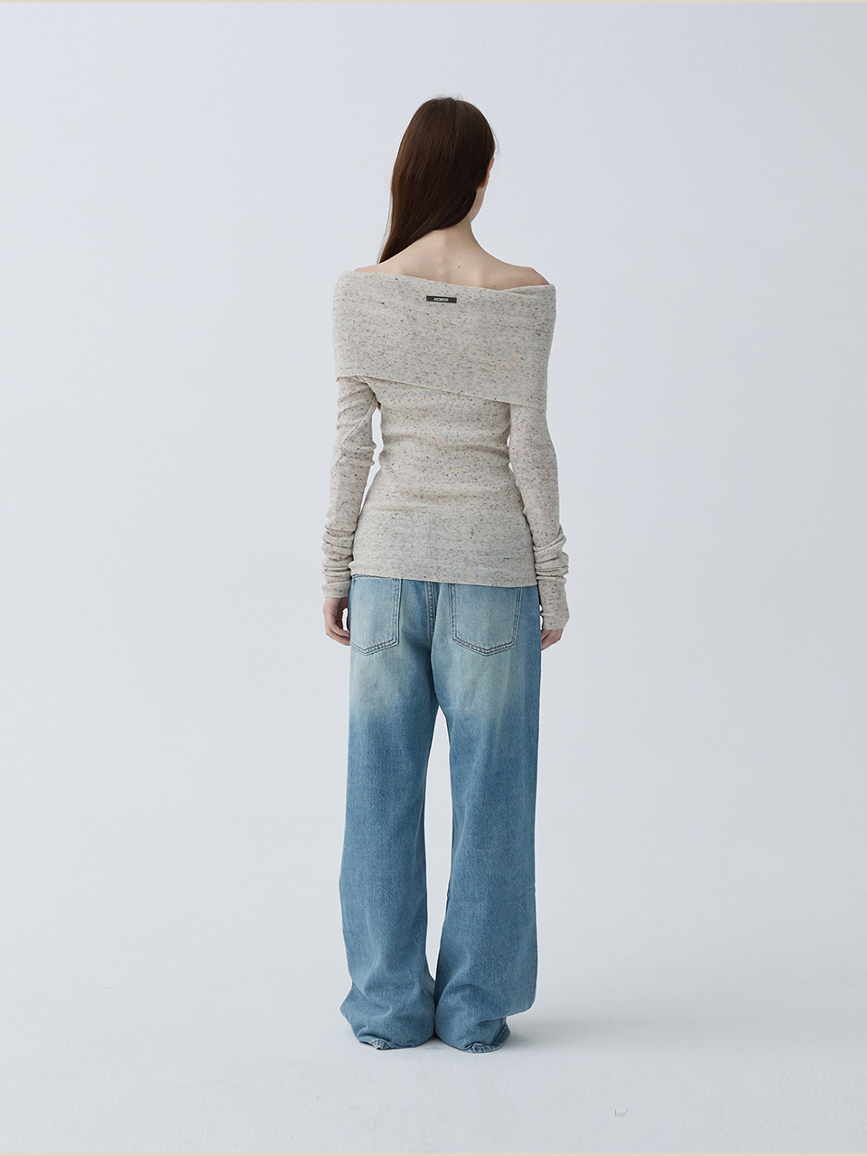 아크무어 케이프 오프넥 니트 톱 멜란지 그레이(ARCMOOR Cape Off-Neck Knit Top Melange Grey) - 5