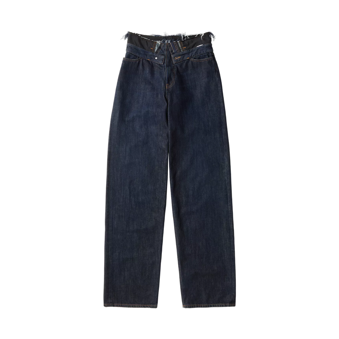 S62LB0225M30063962 (W) MM6 Maison Margiela Raw Edge Waist Denim Jeans Dark Blue
