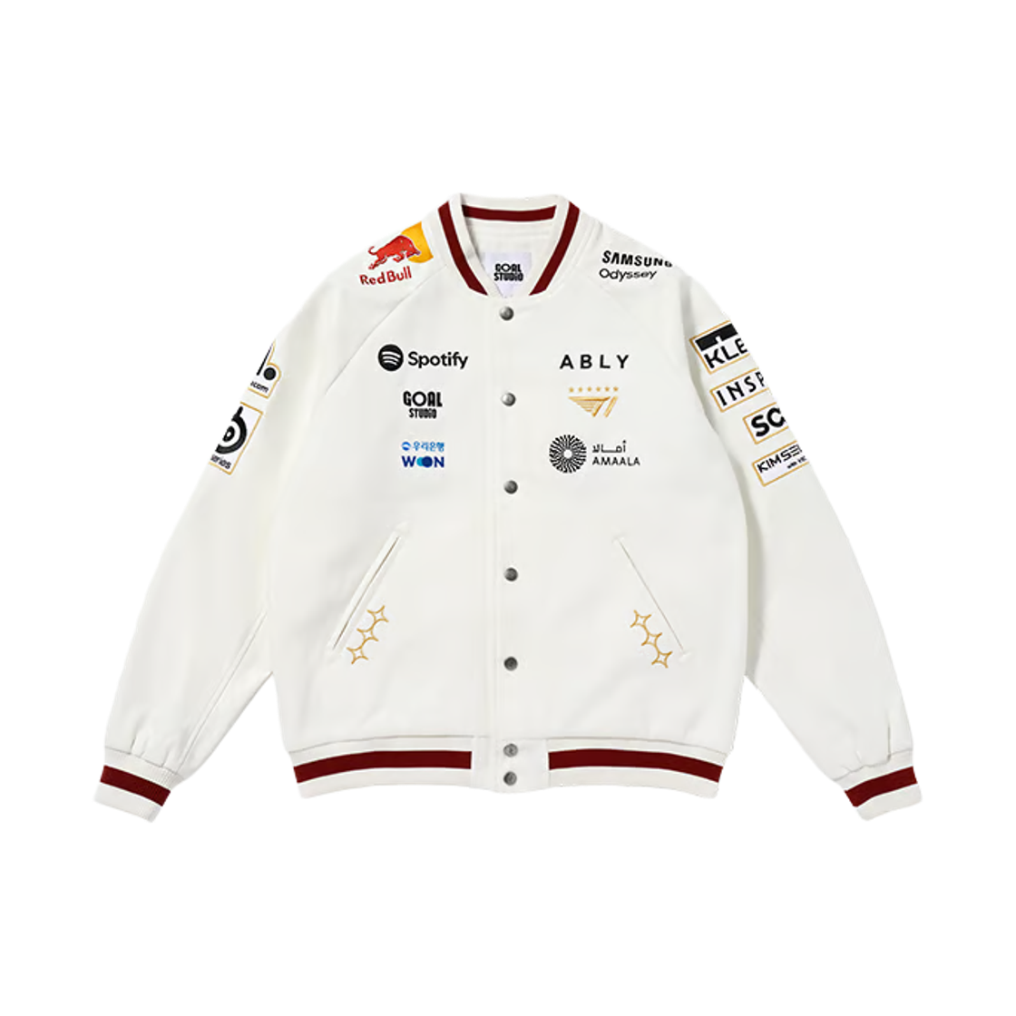 T1 2026 월즈 자켓 화이트 크림 버건디(T1 2026 Worlds Jacket White Cream Burgundy (Non Marking Ver.))