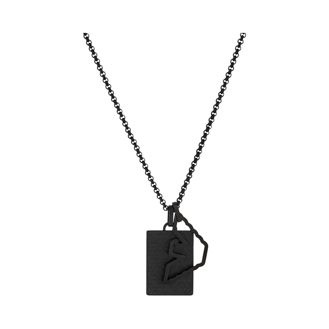 EGS3384001 Emporio Armani Black Stainless Steel Dog Tag Necklace Multicolour