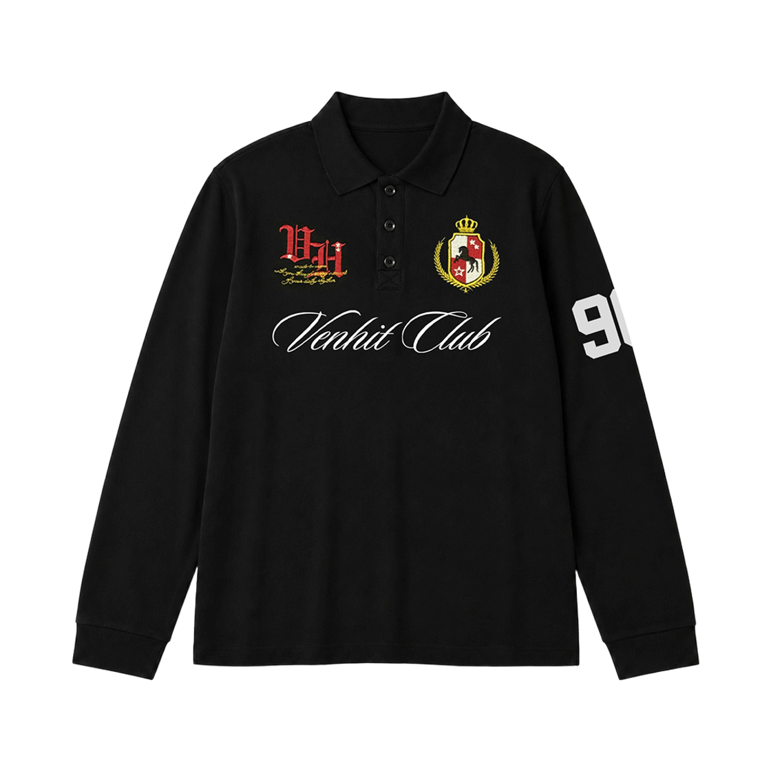 26FV007 VENHIT Heritage Polo Long-Sleeve Black
