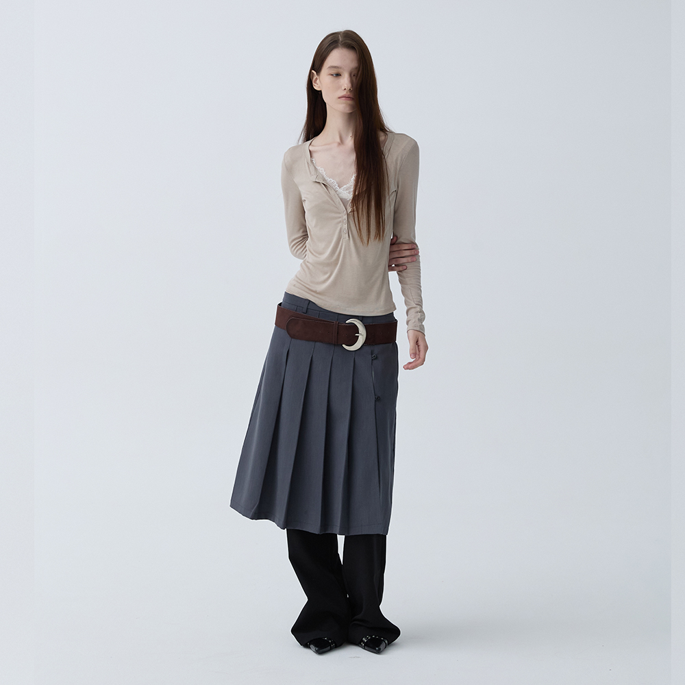 아크무어 뎁스 헨리넥 탑 베이지(ARCMOOR Depth Henley Neck Top Beige) - 5