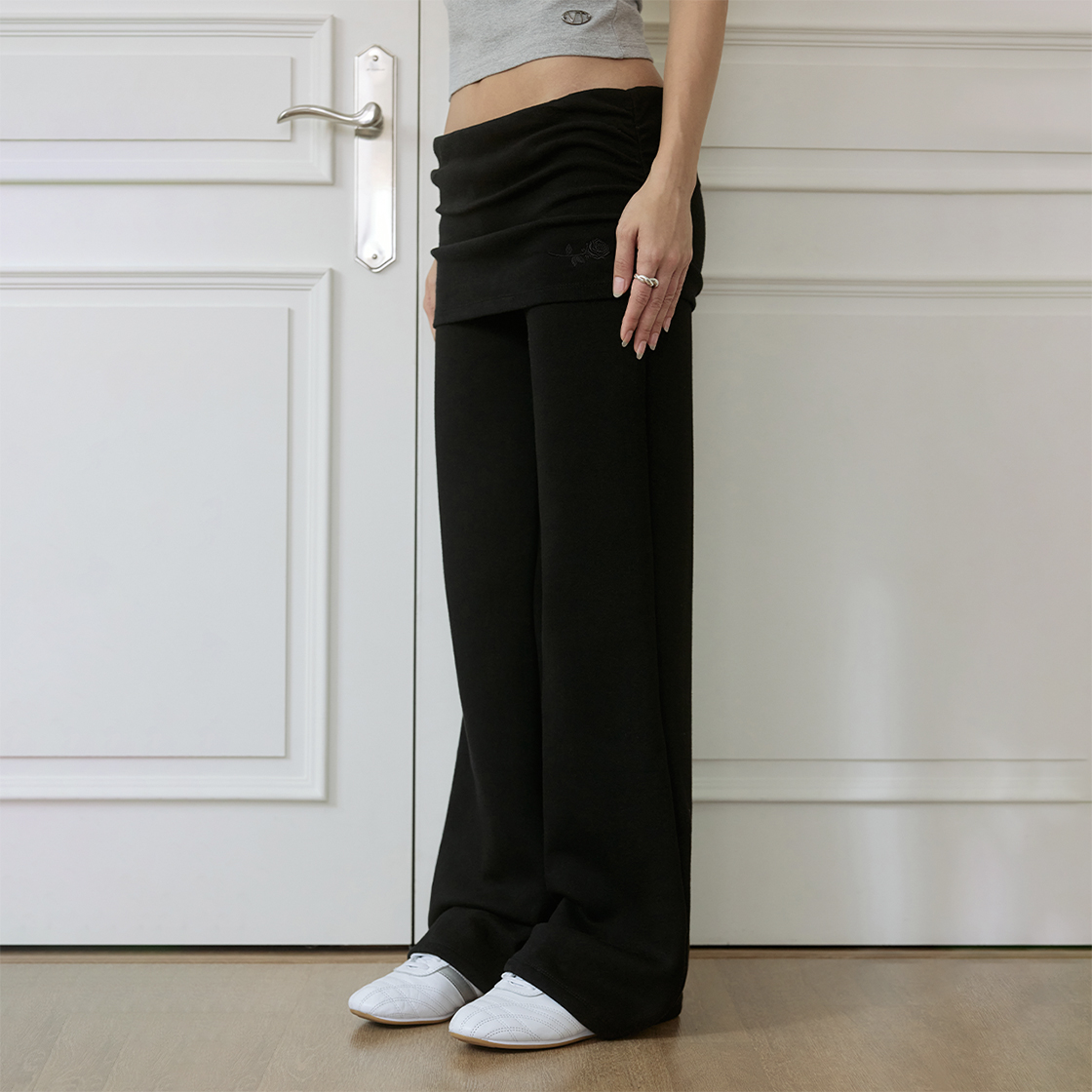 로제프란츠 셔링 웨이스트밴드 턴업 팬츠 [블랙](Rosefrantz Shirring Waistband Turn-Up Pants [Black]) - 3