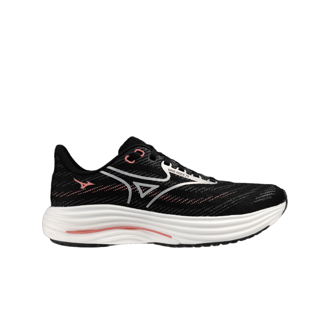 J1GD250675 (W) Mizuno Wave Rider 29 SW Black Silver - 4E Super Wide