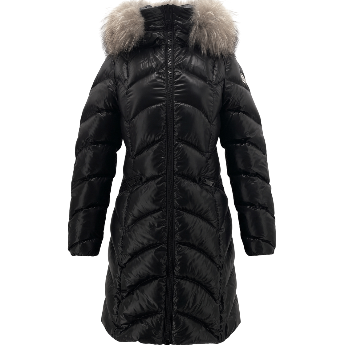 ITBJ54SMJPH2 Moncler Albizia Fox Fur Long Down Jacket Black