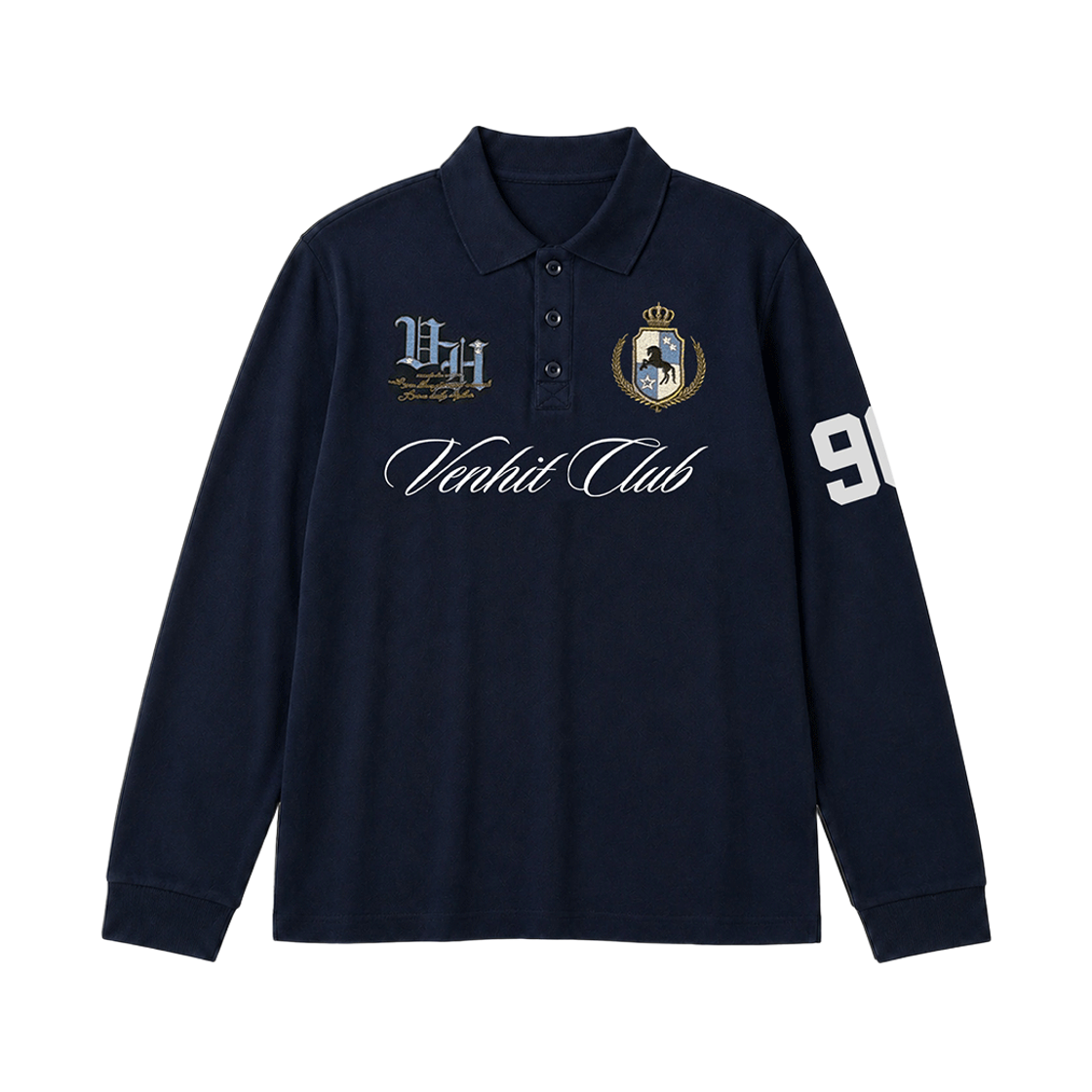26FV007 VENHIT Heritage Polo Long-Sleeve Navy